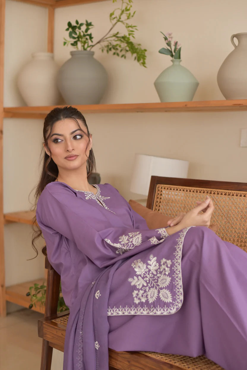 Lavender 3PC Cotton Suit