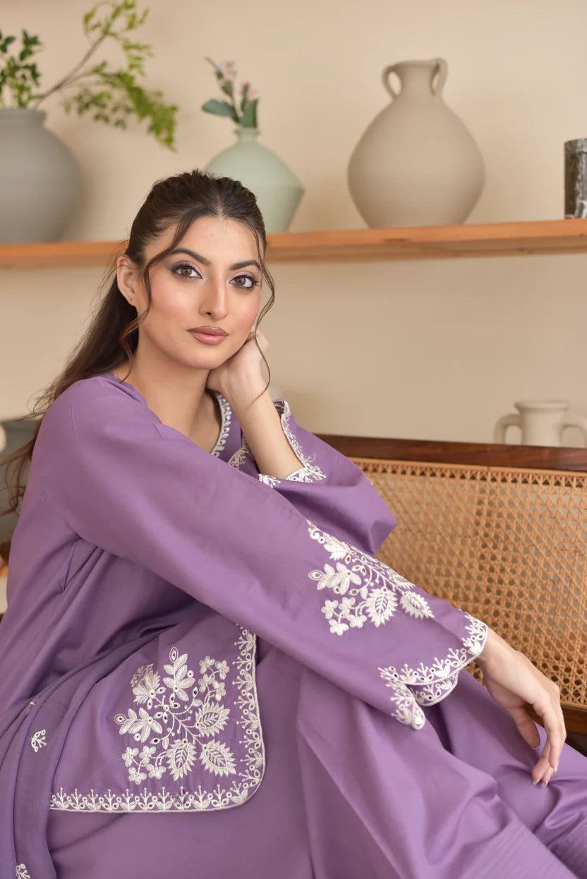 Lavender 3PC Cotton Suit