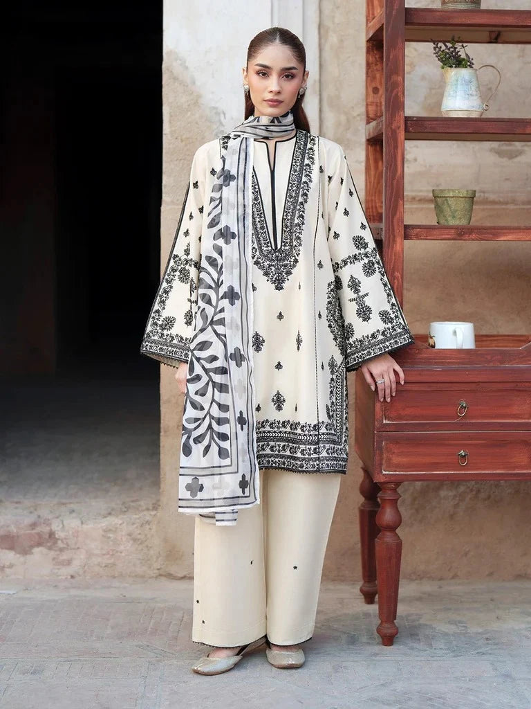 Noorban 3PC – Premium Cotton Embroidered 3 Piece Suit